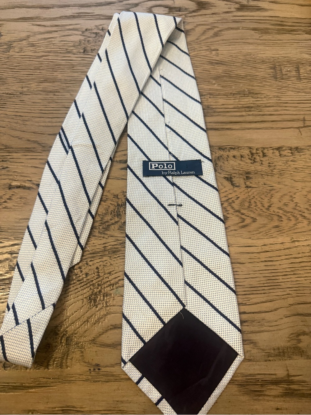 Ralph Lauren Cream Tie with Navy Diagonal Stripes